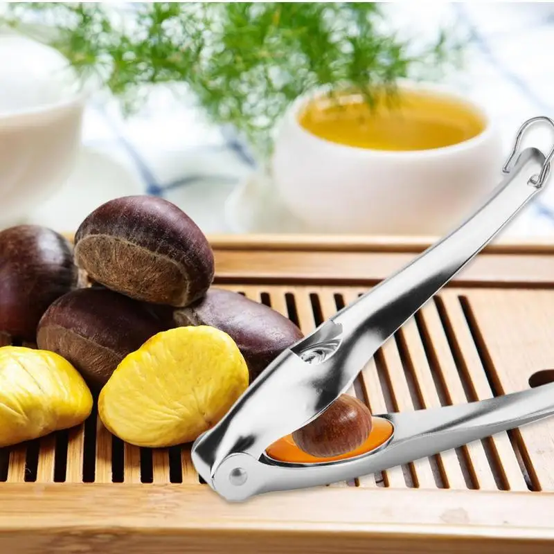 Chestnut Machine 2 in1 Stainless Steel Chestnut Cracker Opener Sheath Cutter Metal Nut Clip Walnut Pliers Tool