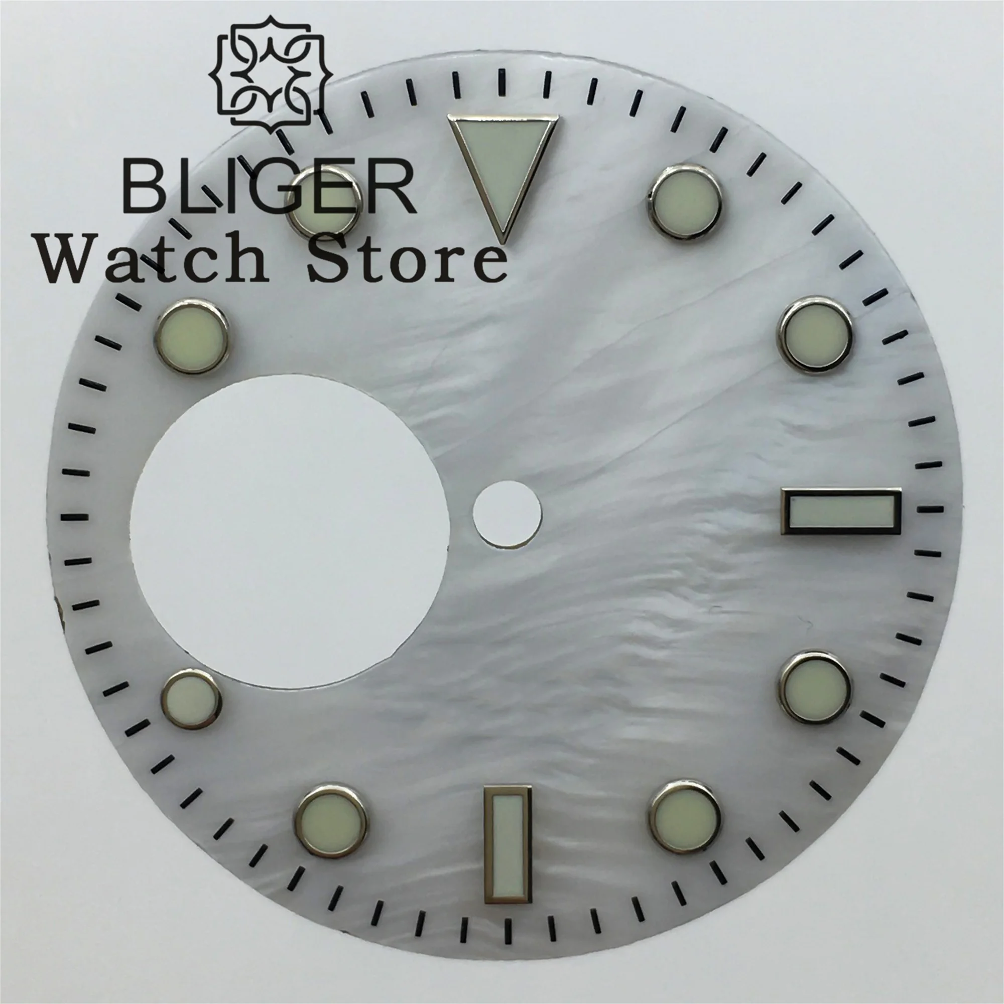 BLIGER 29mm NH38 Watch Dial Black blue white Green Orange shell Dial Green Luminous Fits NH38 Movement