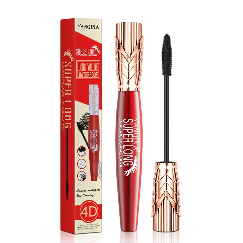 4D Silk Fiber Mascara, impermeável alonga a extensão dos cílios, preto, sem manchas, alongamento Volume, cosméticos