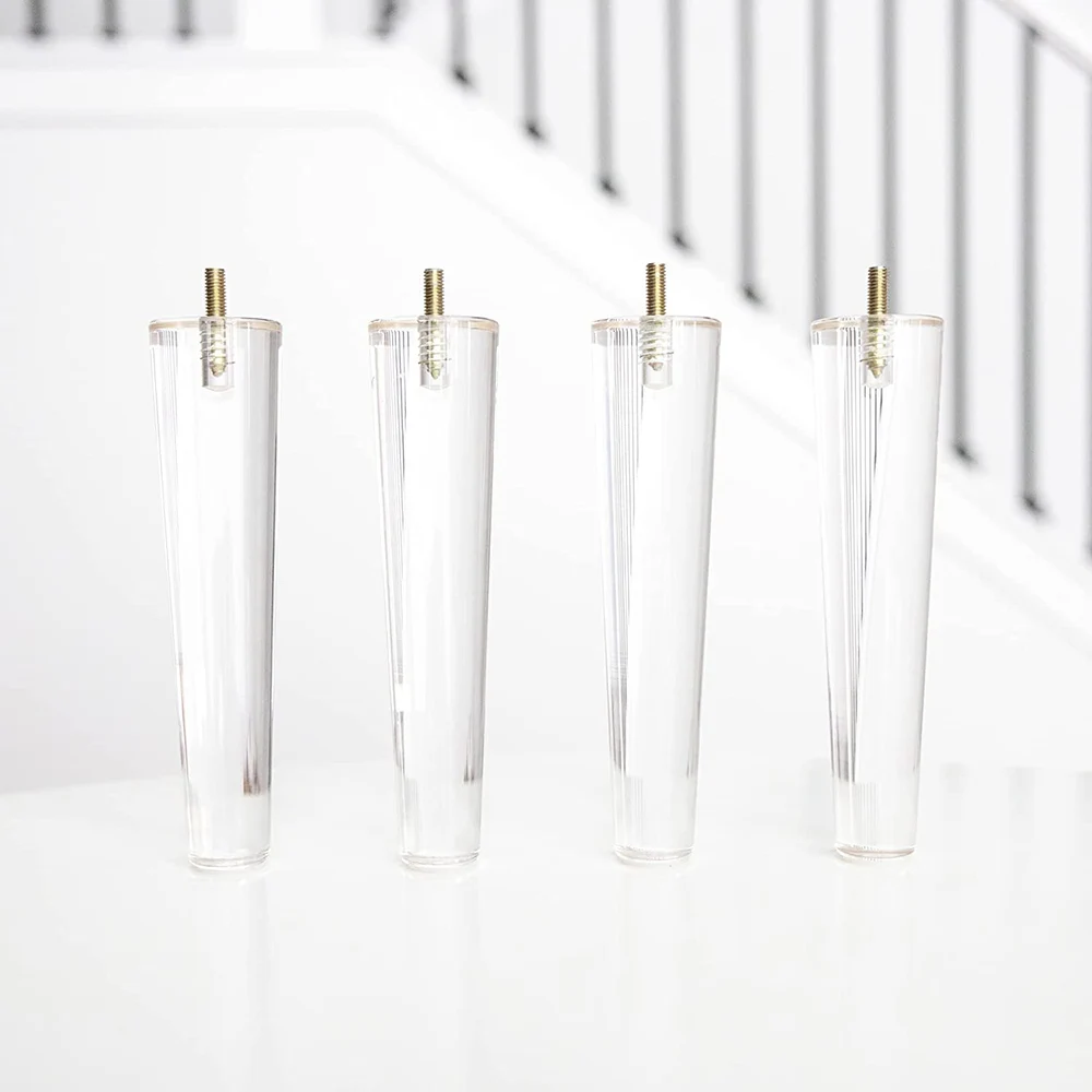 Acrylic Furniture Legs - Mid Century Legs Set of 4 For Couch, Sofa, Chair, Table,Dresser, Bed, Cabinet,Load 600KG