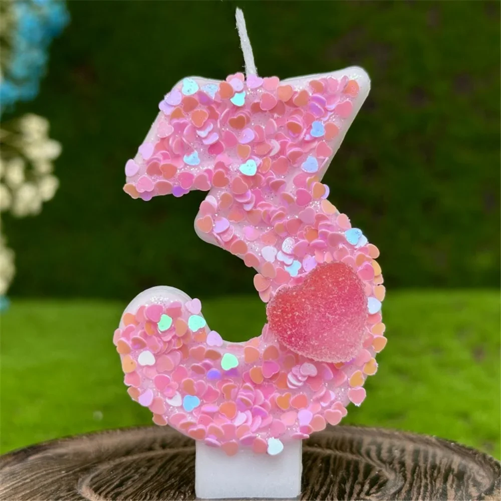 Mädchen Herz Rosa Liebe Geburtstag Zahl Kerze Ein Jahr alte Kinder Erwachsene Zeremonie Vorschlag Jubiläum Party Geständnis Geschenk