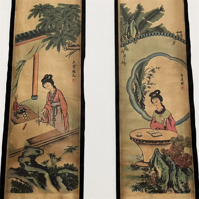 China Old Scroll Painting, Four Screen Paintings, Middle Hall Hanging Painting, Chinese Beauties