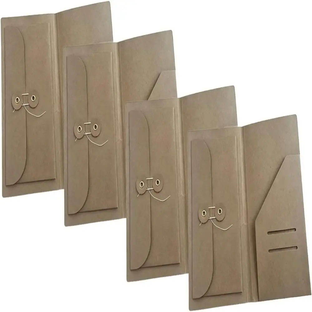 4 Pcs Portable Simple Kraft Paper Pockets Vintage Brown Bill Bag Practical Document Storage Pouch Stamp Ticket