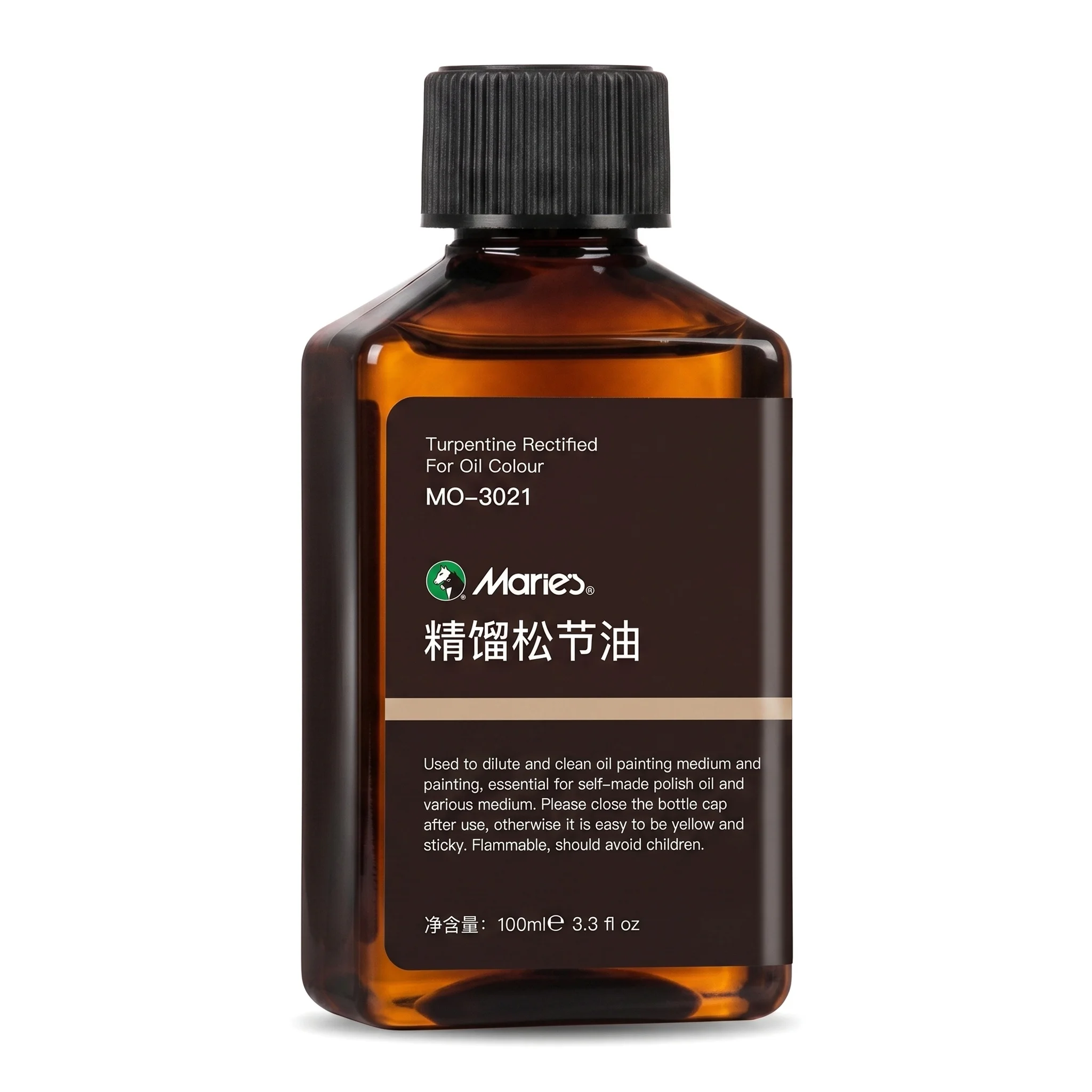 Huile de Turpentine Rectifiée Marie's 100ml – Diluant et Nettoyant pour Peinture à l'Huile, Mélange de Pigments, Lavage de Pinceaux, Artiste, Art