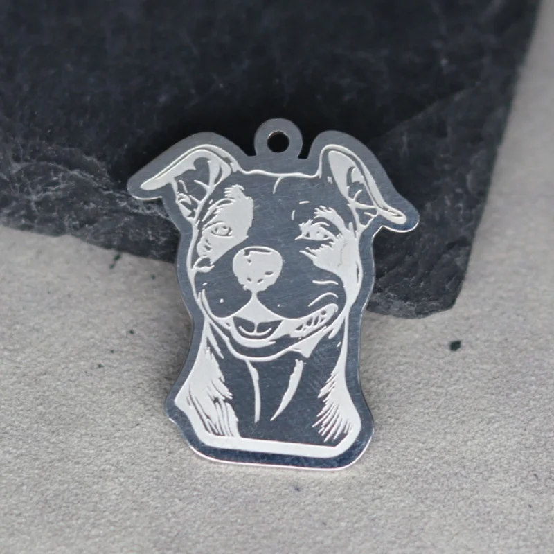 2PCS No Fade Real Gold Plated Amstaff Dog Pet Animal Pendant diy Craft Men Necklace Stainless Steel Charms For Jewelry Making