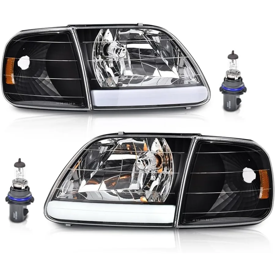 

Светодиодные фары DRL в сборе с парами угловых парковочных огней для 19972003 F150 2004 F150 Heritage Подходит для 1998 1999 F250 9702