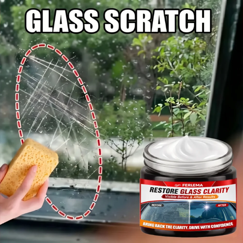 Restore Clear Vision: Windshield Glass Polish Paste, Scratch Repair & Mirror Care, Multi-Purpose, No Residue