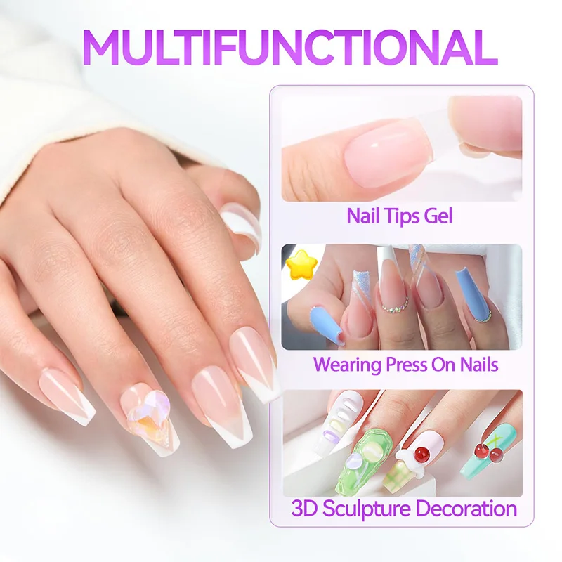 PUENTE 15 مللي جل غراء الأظافر الصلبة للضغط على الأظافر نصائح غير لاصقة اليد ثلاثية الأبعاد نحت سهلة الإزالة نقع قبالة الأشعة فوق البنفسجية مسمار الفن هلام
