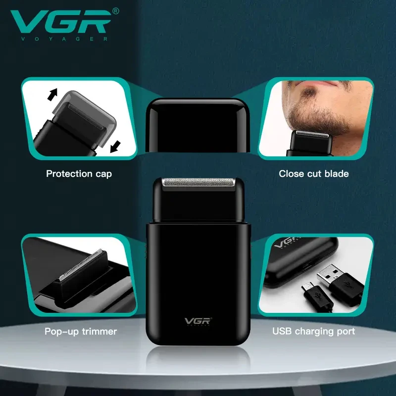 New V-390 Mini Single Blade Cordless Beard Trimmer Razor Rechargeable Foil Electric Face Body Shaver For Men Convenient Razor