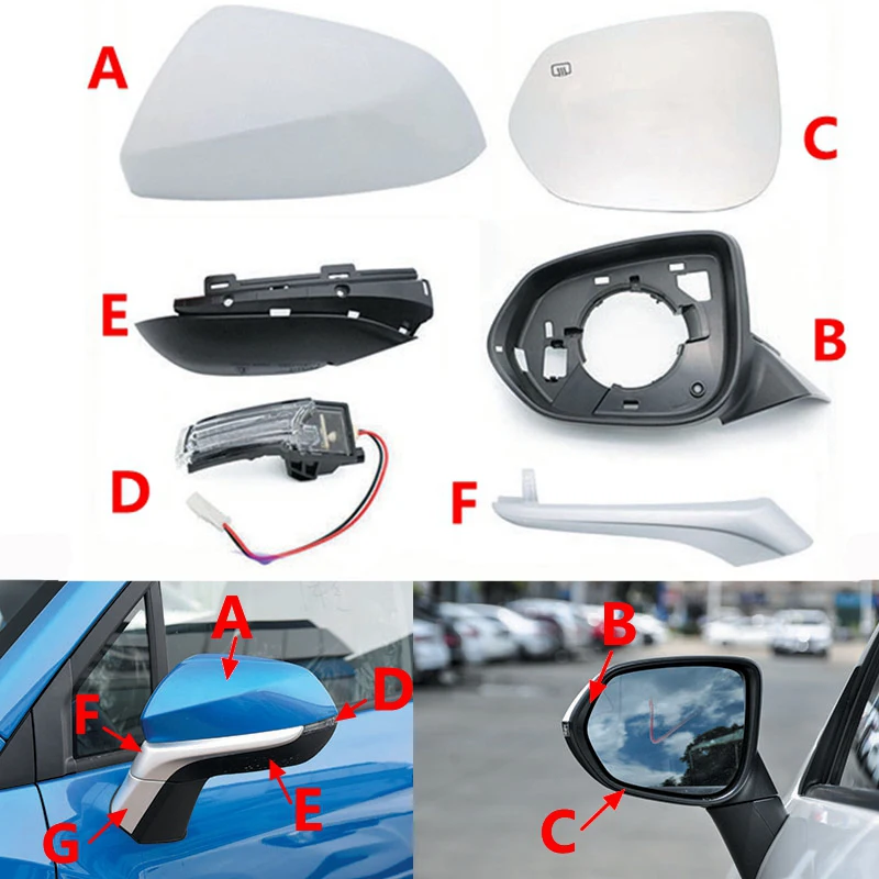 

Rearview Mirror Cover Turn Signal Glass Lens Frame Base Cap Bright Strip For Changan CS15 2019-2021 CS35 Plus 2018-2020