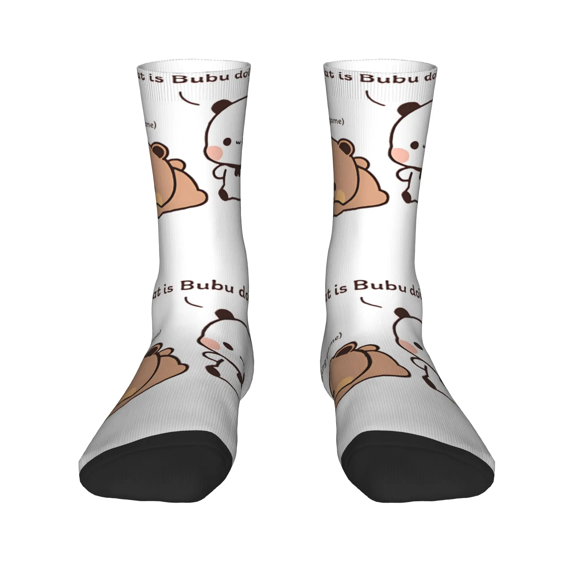 

Bubu Dudu Panda And Brownie Bear Couple Dress Socks for Men Women Warm Funny Novelty Crew Socks