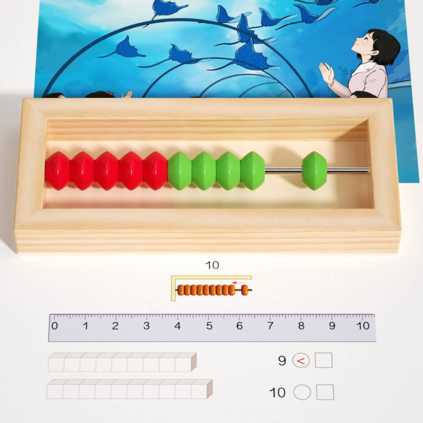 Single-Row Abacus Glide Sliding Beads Horizontal Abacus Bead Counter Toy Fine Movement Skills Bead Counting Frame
