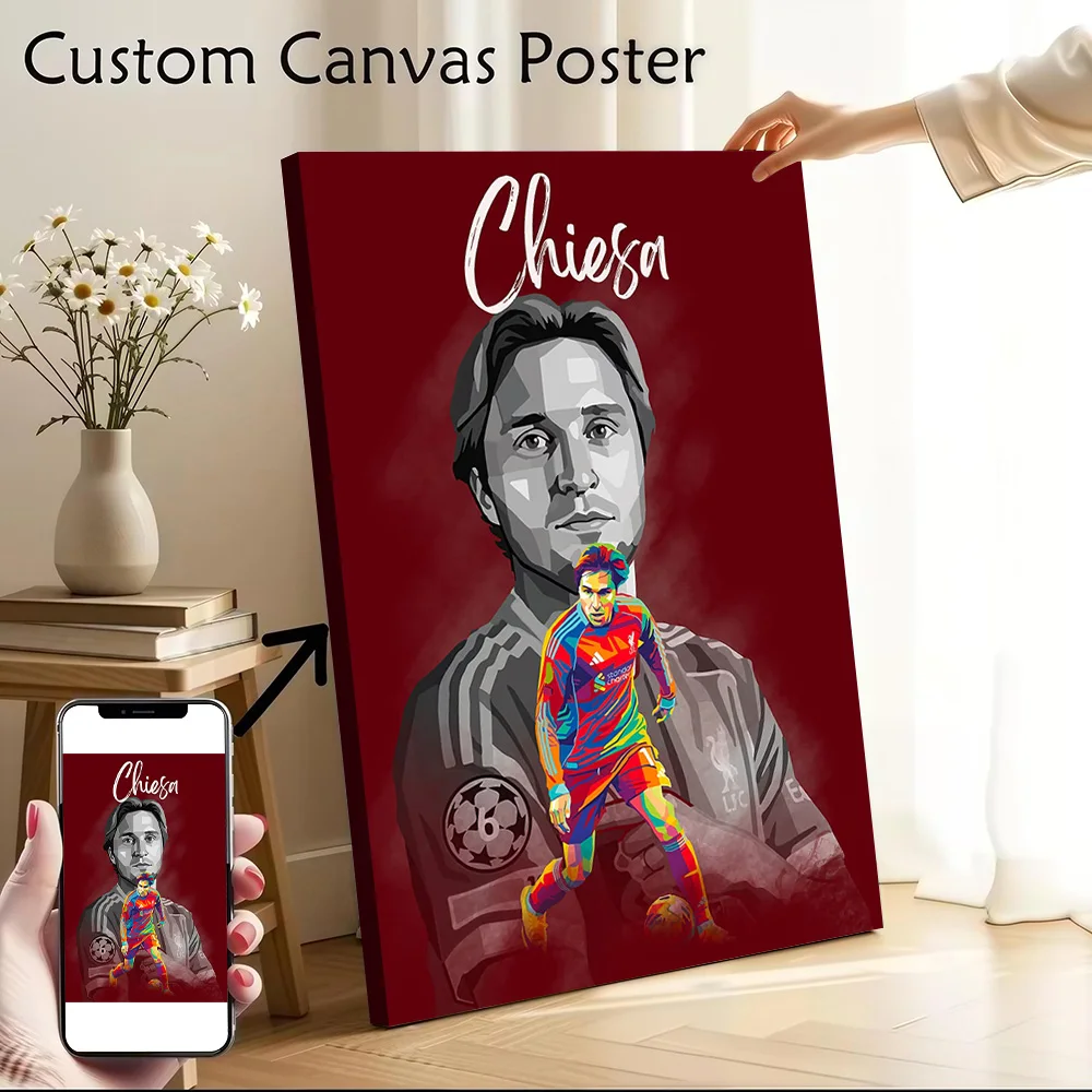 Federico Chiesa Pop Art Portrait Printed Canvas Poster Personalized High Quality Wall Art Paintings for Living Room Decoration