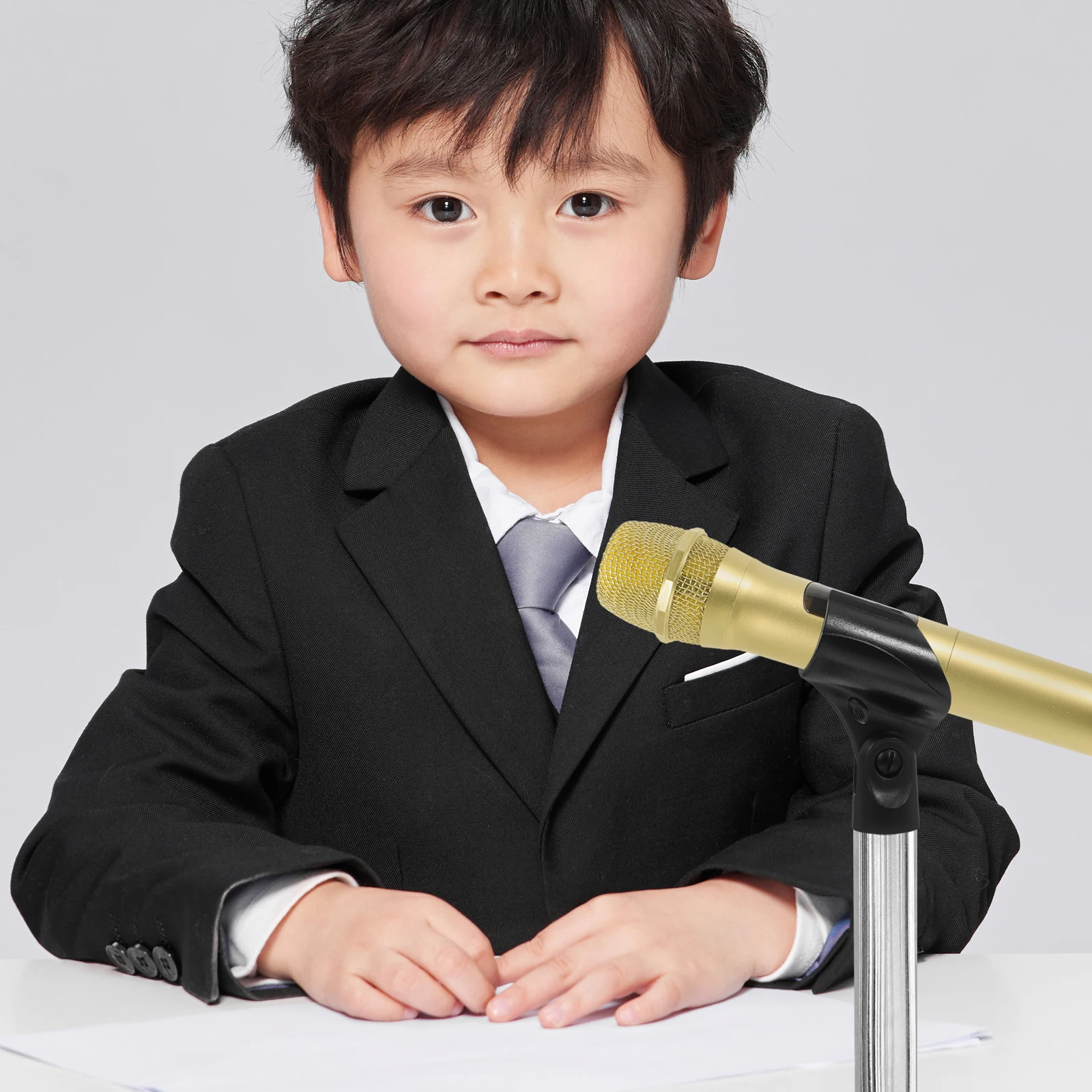 

Microphone Clip Bracket Holder Universal Adjustable Holders Black Clamp Mount Lapel