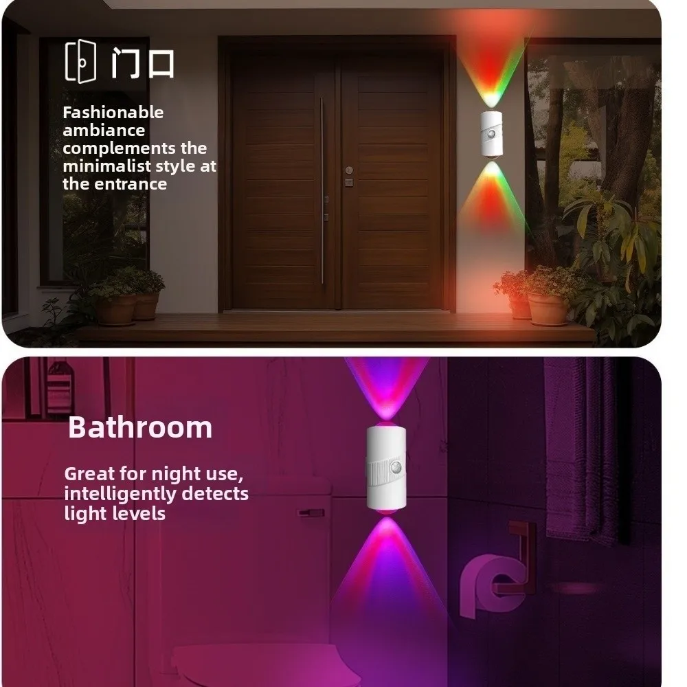 

Colorful Gradient Motion Sensor Night Light Rechargeable Magnetic Mounting LED Wall Light 7 Colors Changing Up Down Lighting