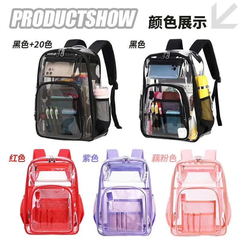 Transparent Shoulders Backpack Large Capacity Students Schoolbag Thickened TPU Waterproof Beach Travel Backpacks Kawaii mochilas