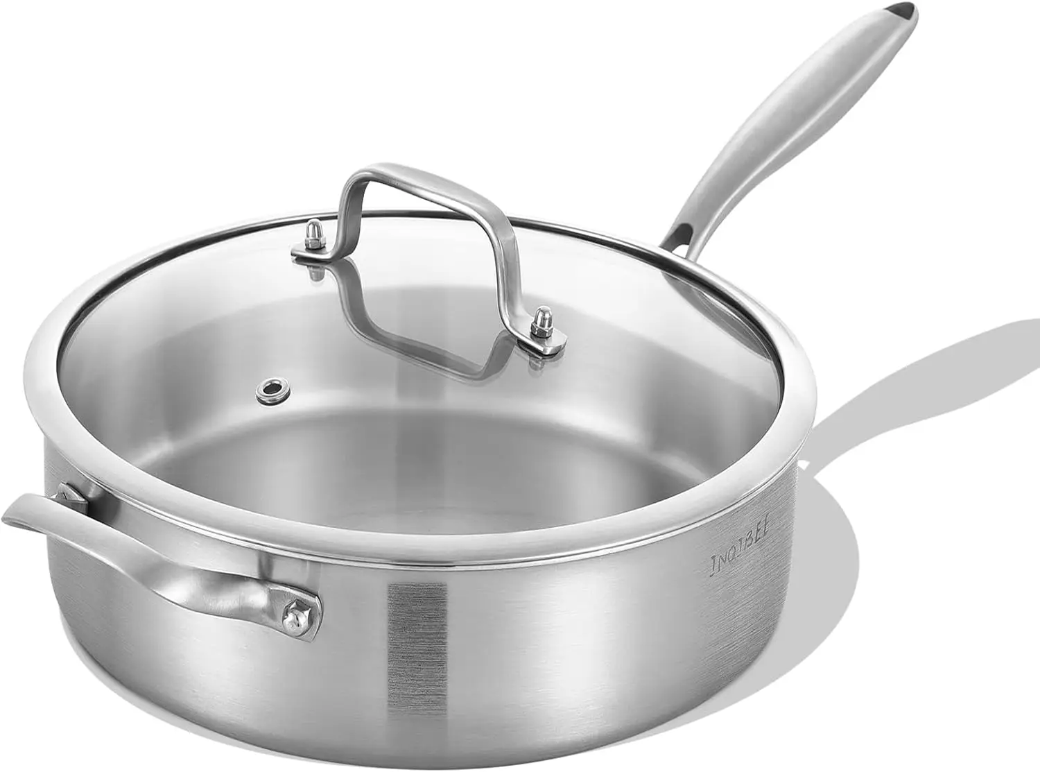 

7 Qt Stainless Steel Sauté Pan, 12' Induction Fry Pan with Lid, Oven & Dishwasher Safe, Detachable Handle