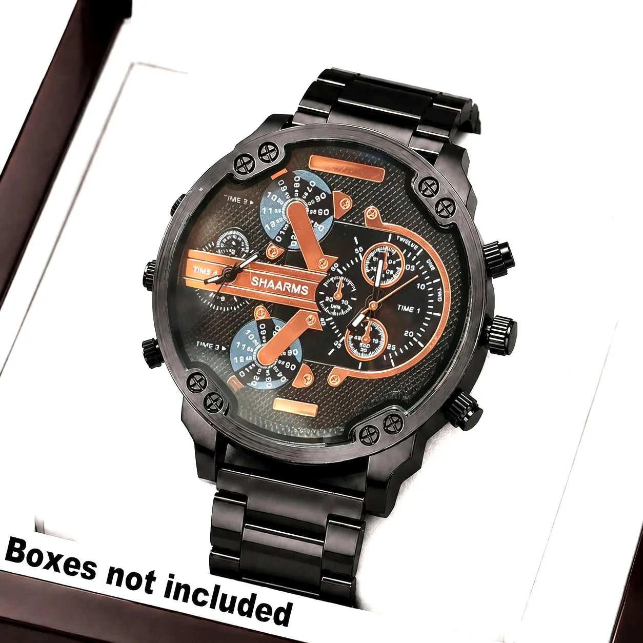1 Black Casual Business Men's Watch with a Steel Band and a Bold Case, a Men's Exclusive Accessory