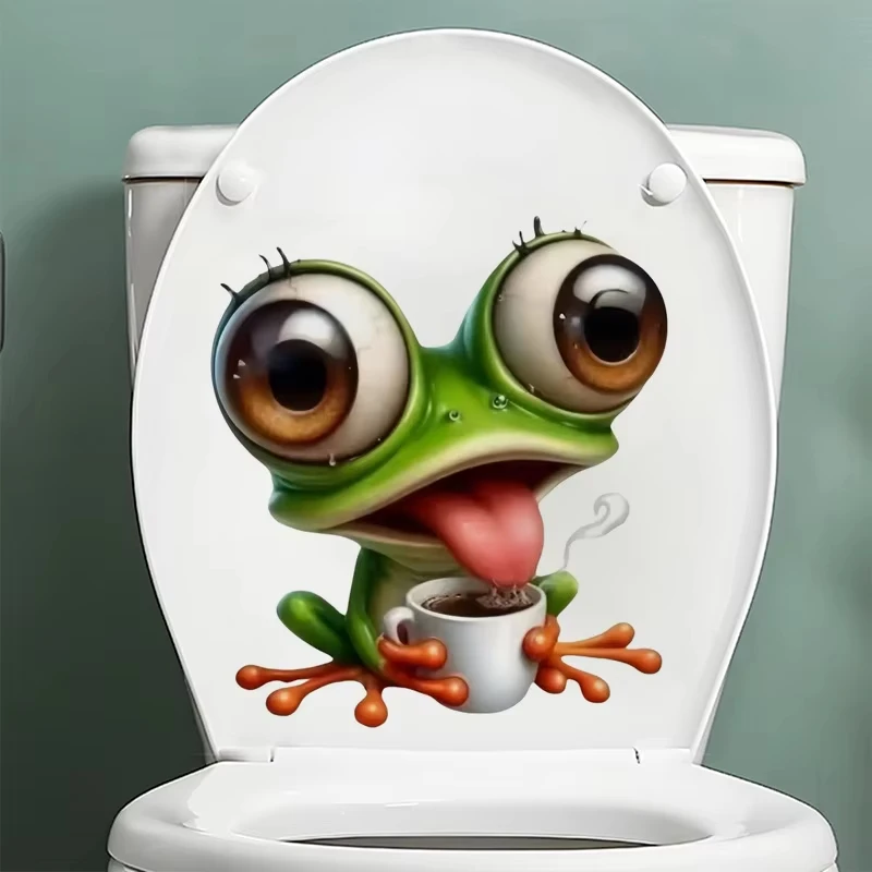 Big Eyes Frog Sticker Waterproof Vinyl for Toilet Home Fridge Car Window Decorative Durable Wall Decal AA369
