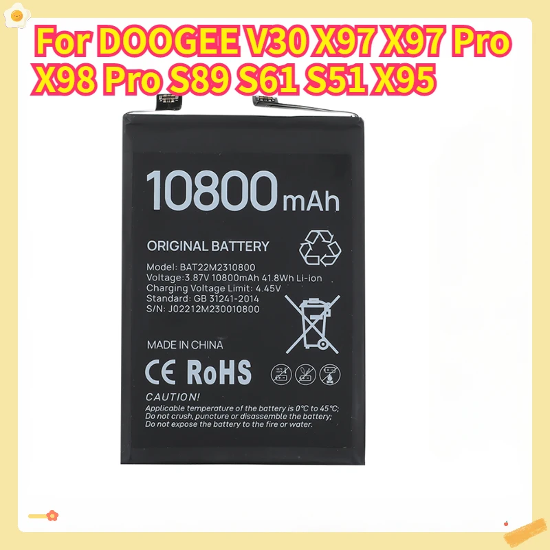 New BAT22M2310800 Battery 10800mAh for DOOGEE V30 X97 X97 Pro X98 Pro S89 S61 S51 X95 Mobile Phone Bateria