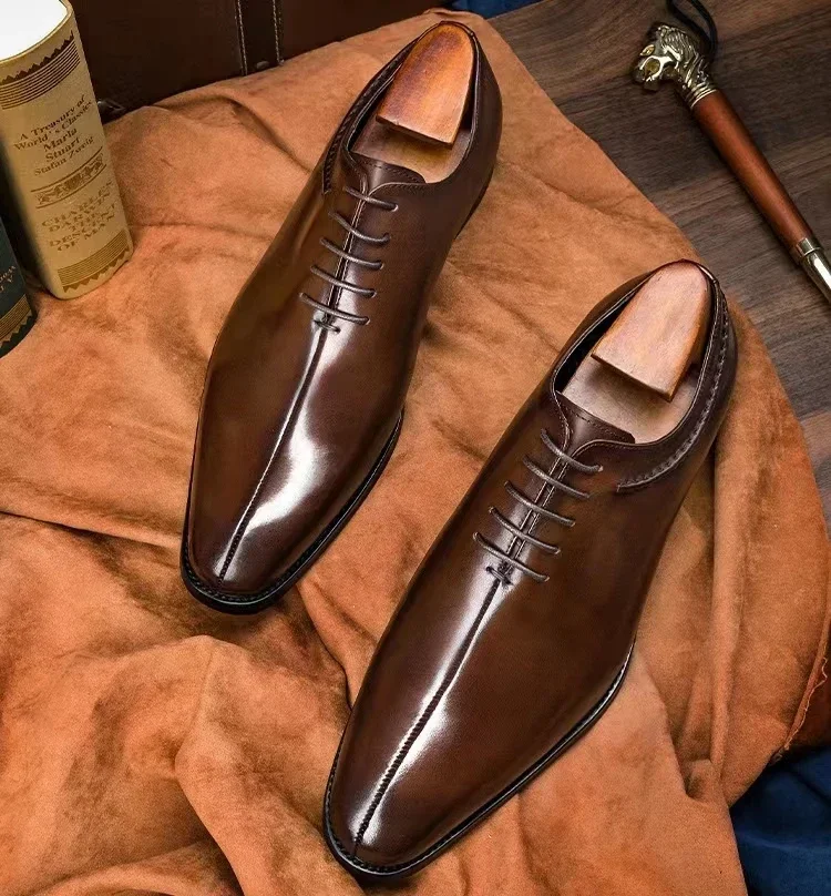 

High Quality Italian Cow Leather Men Shoes Luxury Dress Shoes for Men Modish Italian Cow Leather Patchwork Shoes Men