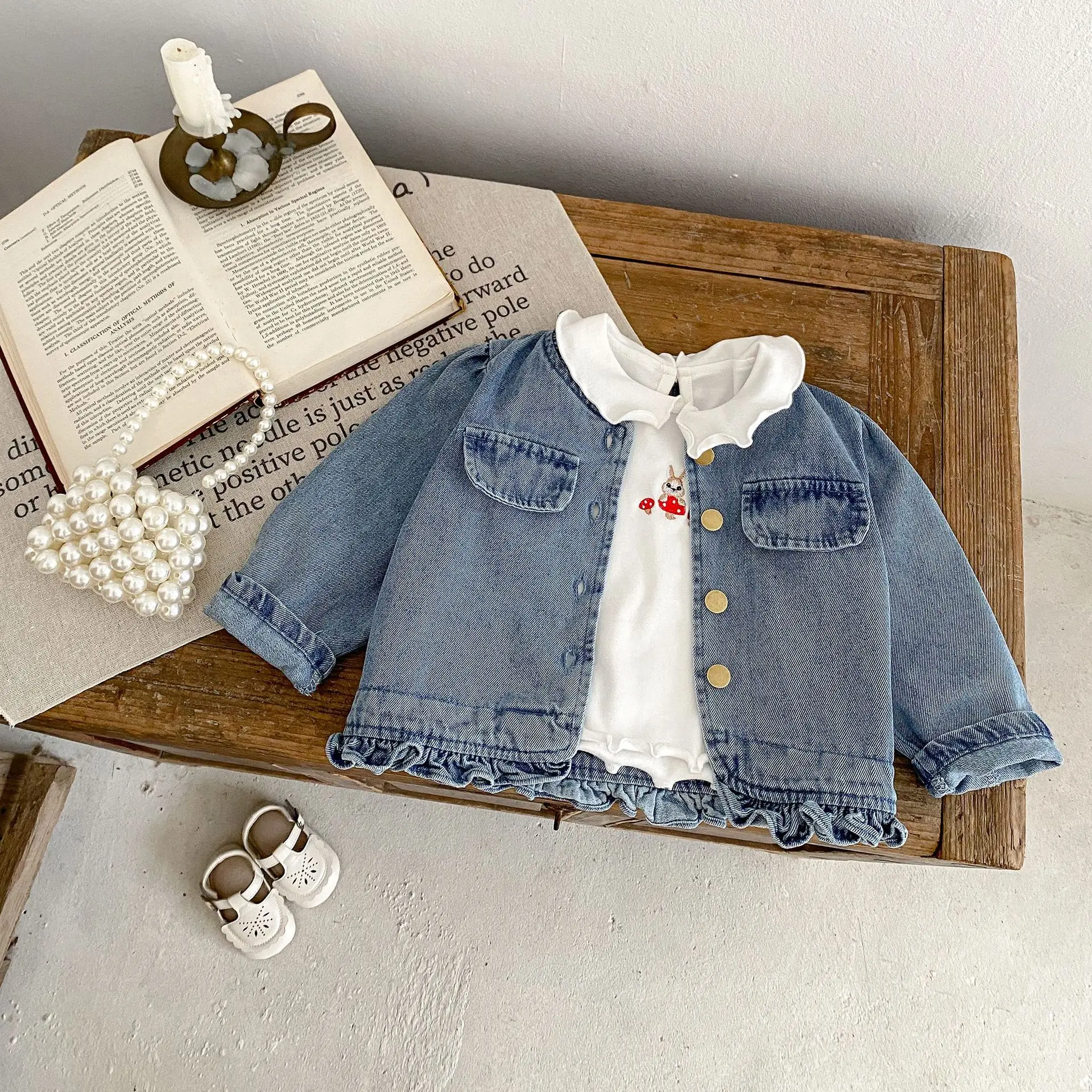 

Baby Clothes 2024 Autumn Girl Fashion Denim Long-sleeved Coat New Casual Sweet Cute Kids Cardigan Outerwear Coats