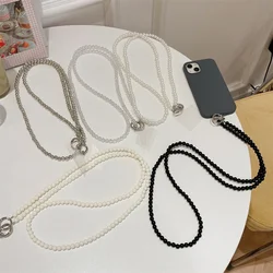 Glossy Pearl Key Strap Crossbody Lanyard Necklace Bracelet Keyring Purse Backpack Charm Crochet for IPhone Samsung Huawei XiaoMi