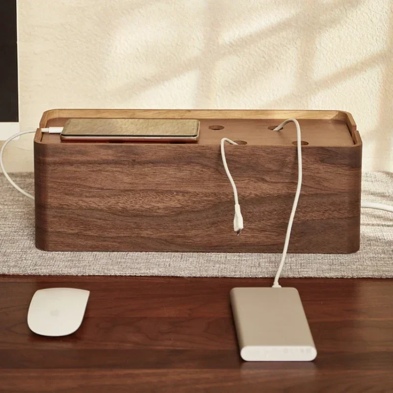 Power Strip Storage Box Upscale Cable Organizer Desktop Plug Socket Holder Neat Electrical Management Box with Stylish Cover