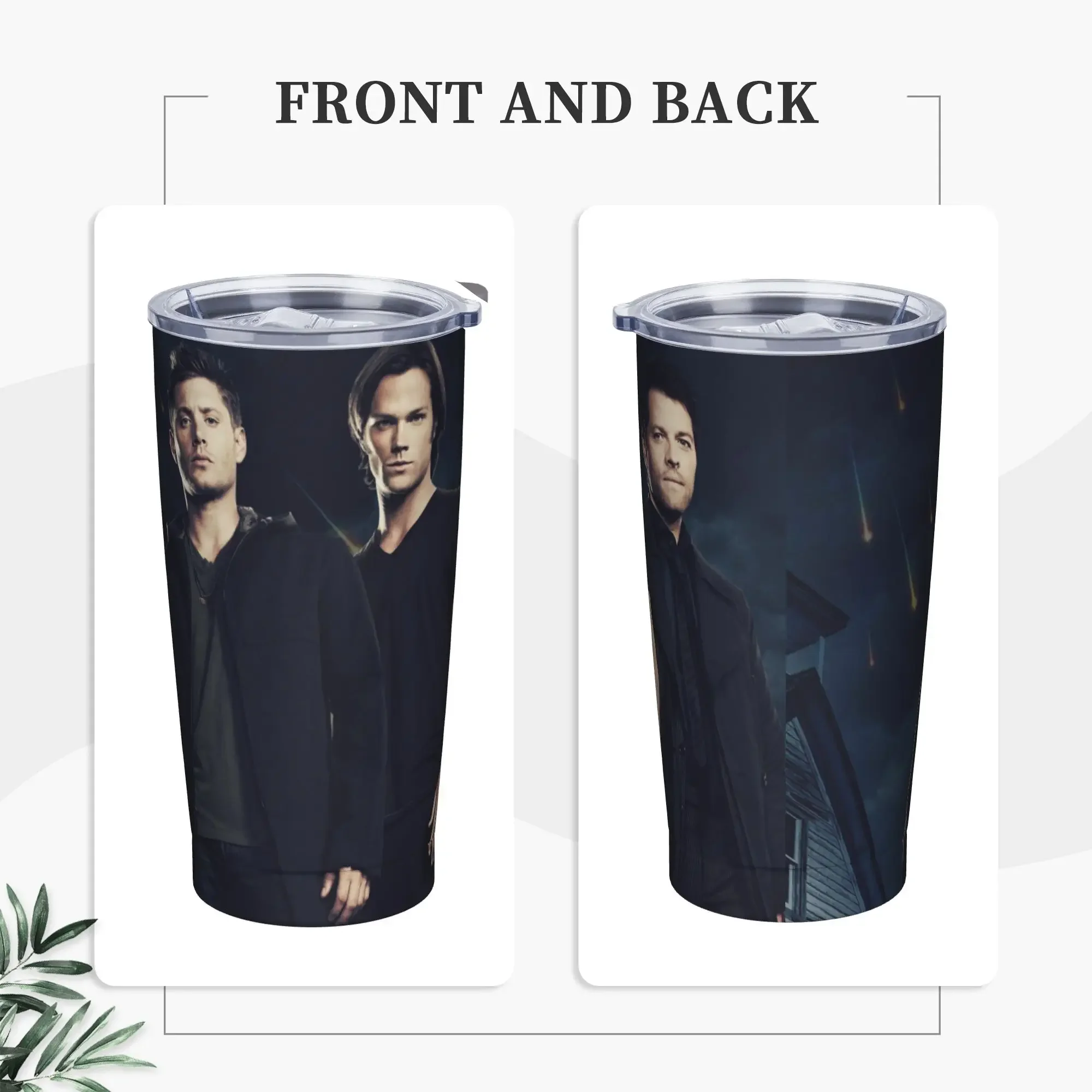 Supernatural Tumbler Vacuum Insulated Horror Movie Sam Dean Thermal Cup with Lid Straw Double Wall Mug Water Bottle, 20oz