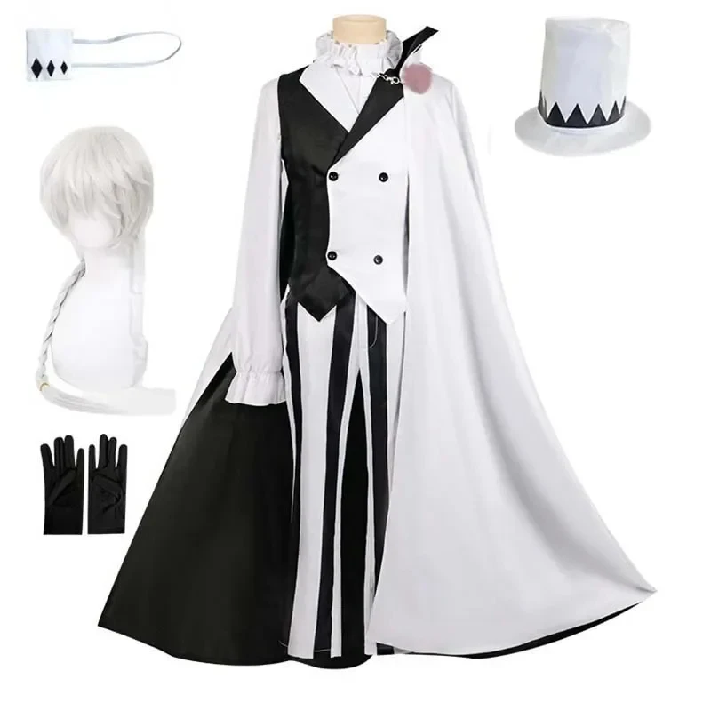 

ABC123Nikolai Gogol Costume Anime Bungou BSD Season 4 Nikolai Cosplay Cloak Cape Uniform Suit Wig Halloween #s,3'f.5;j.8