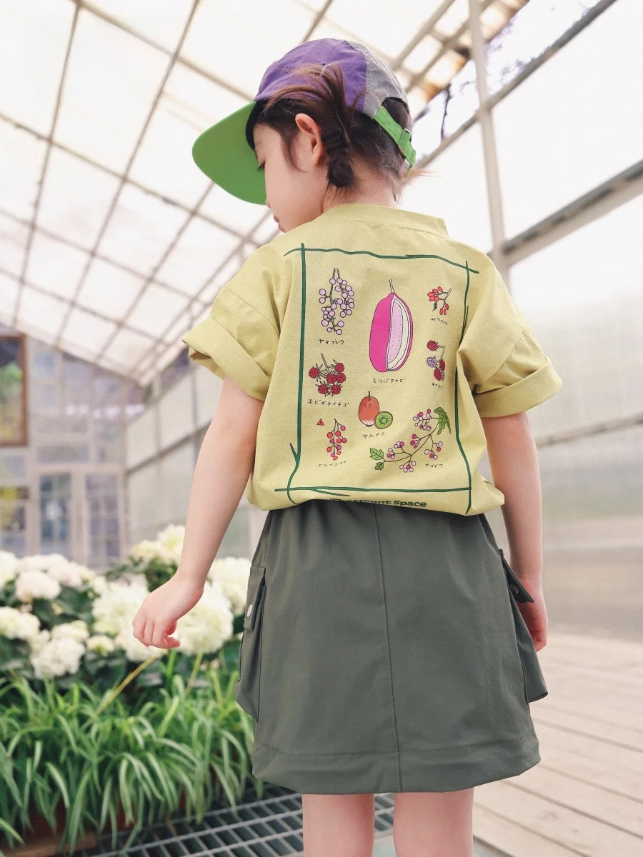 Detachable Halter Skirt Short Sleeve Outdoor Camping Style Children's T-Shirt for Girls Summer New Arrival Breathable Polyest...