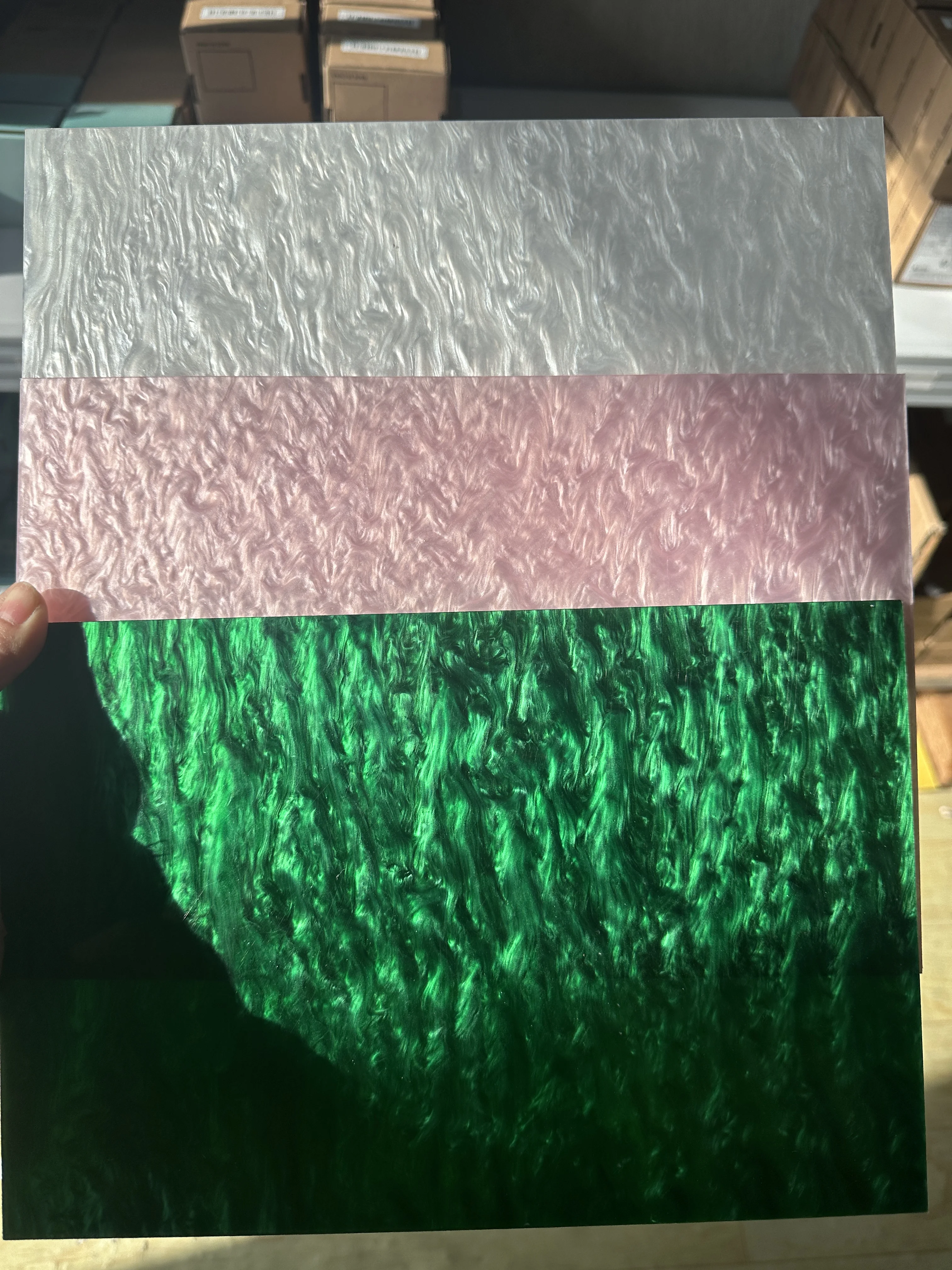 Acrylic Sheets Water Pattern Set 3 Pieces White Pink Green 3MM Thick 12x8 Inches for Home Decorations Jewelry Crafts