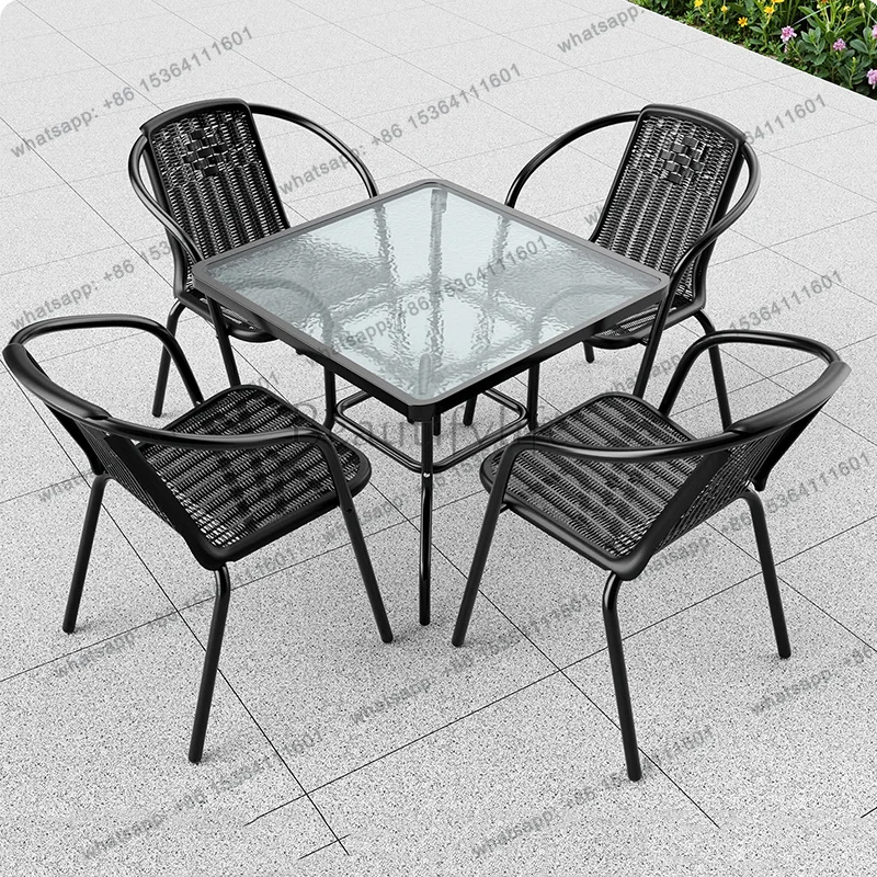 LJY Outdoor Tables Garden Furniture Sets Chairs Metal Leisure Open-air Garden Furniture Sets Coffee Ratten Conjunto Home Furnitu
