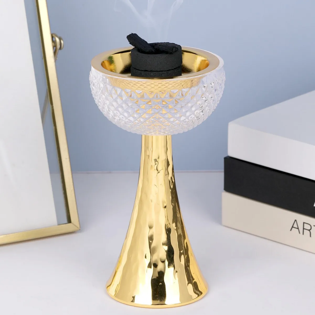Modern Minimalist Metal Incense Burner, Semi-Transparent Artistic Censer, Holiday Ambience Home Decor Ornament Gift