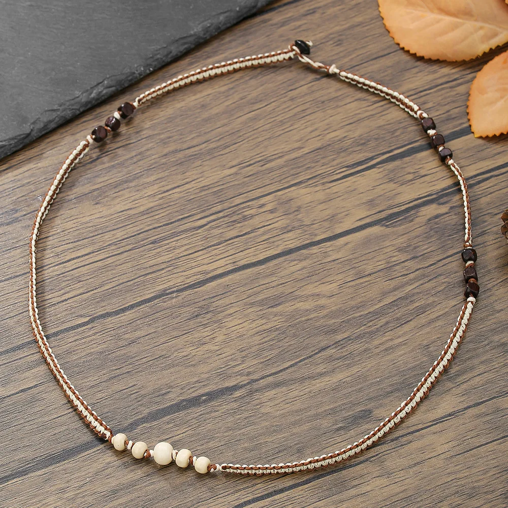 Vintage Einsträngiges Geflochtenes Wickelarmband, Böhmisches Mehrlagiges Holzperlen-Armband für Männer, Modeschmuck-Accessoire – Detail 3