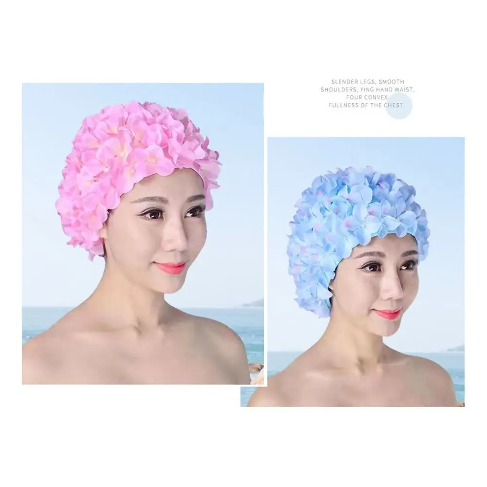 Leisure 3D Floral Swimming Cap Elasticity Colorful Flower Cap Swimming Hat Women