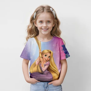 Disney Princess T-Shirt Rapunzel Children's, Light Tops, 3D-Drucke, niedlich, Kinder und Kinder, Sommer 4 bis 14 Jahre, Miniso, 2024 12 Hauptverkaufsrapunzelbluse - №2