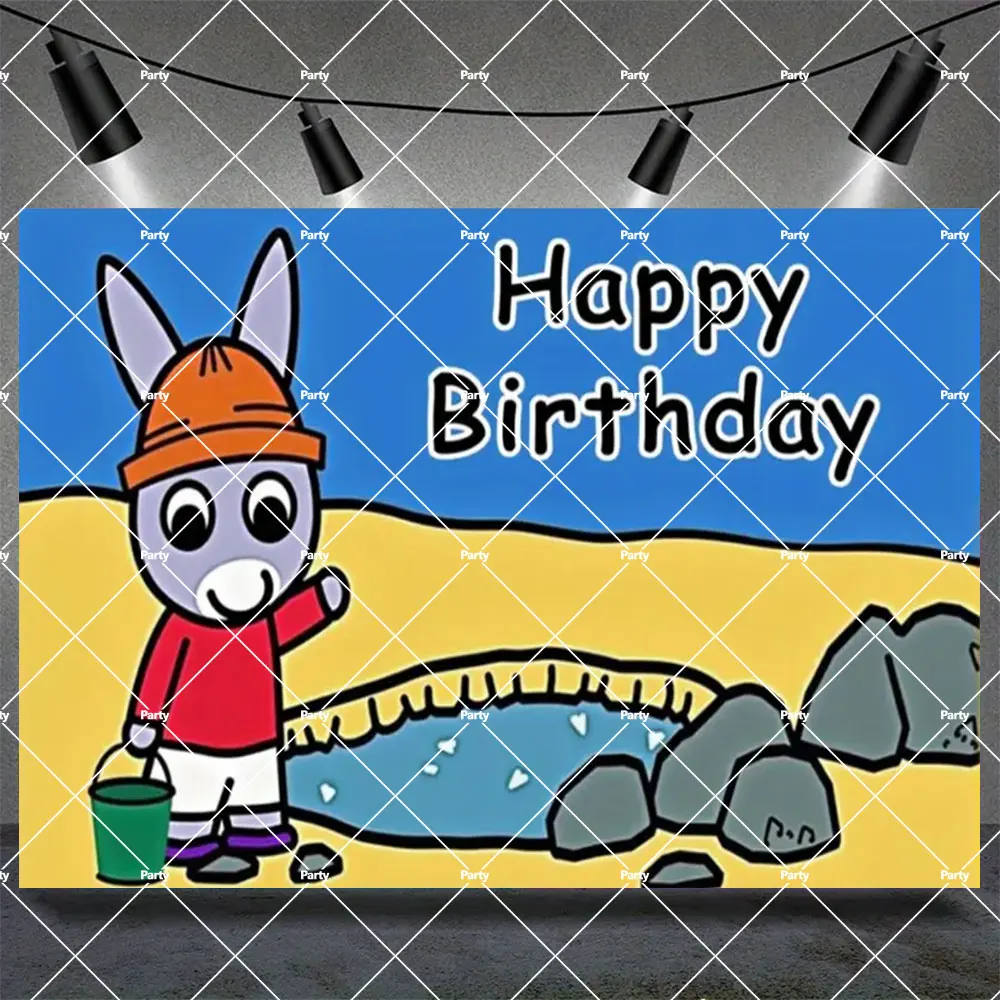 Cartoon Anime Lane Trotro Children's Birthday Party Decor Cute Donkey Baby Shower Early Education Photo Banner Backdrop Studio