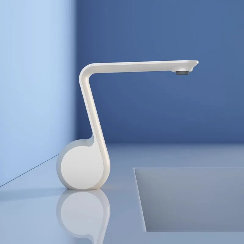 Basin Faucet Hot Cold Bathroom Sink Mixer Brass White Chrome Brass Single Lever Unique Design Lavatory Tap