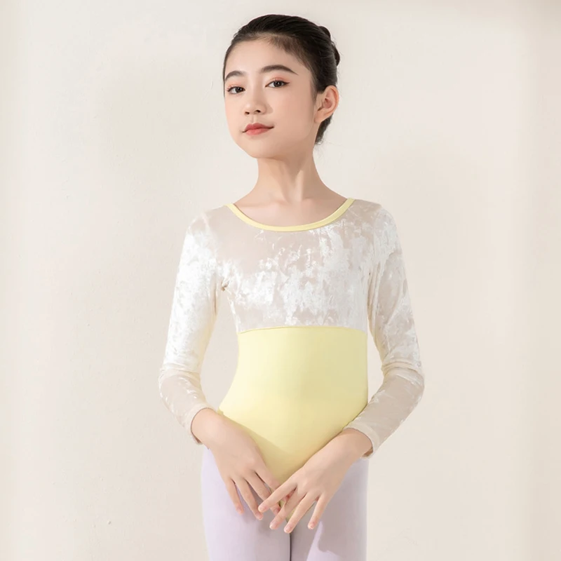 어린이 댄스 복장 발레 벨벳 연습 댄스 점프 슈트 키즈 소녀 긴 소매 댄스 체조 레오타드 발레리나 댄스웨어