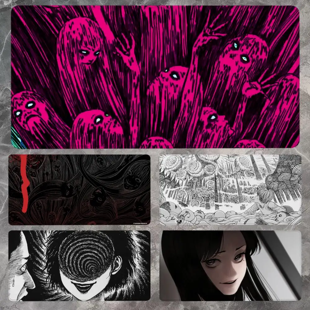 Junji Ito Mauspad, 90 x 40 cm, rutschfestes Gaming-Mauspad, Gamer, E-Sport-Mauspad, Spiel, mechanische Tastatur, XXL-Schreibtischunterlage
