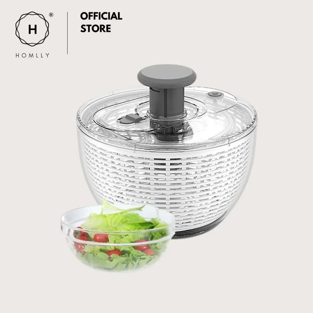 

Homlly Press Pump 3 in 1 Multi-Use Vegetable Fruit Salad Spinner Dryer Serve Bowl