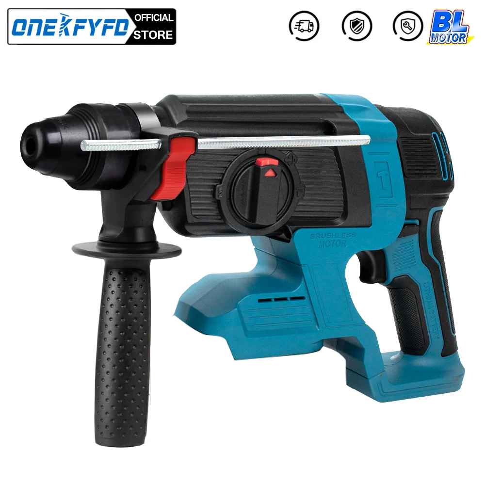 26MM Brushless Electric Heavy Duty Hammer Multifunctional Rotary Cordless Rechargeable Impact Drill for Makita 18V Battery
