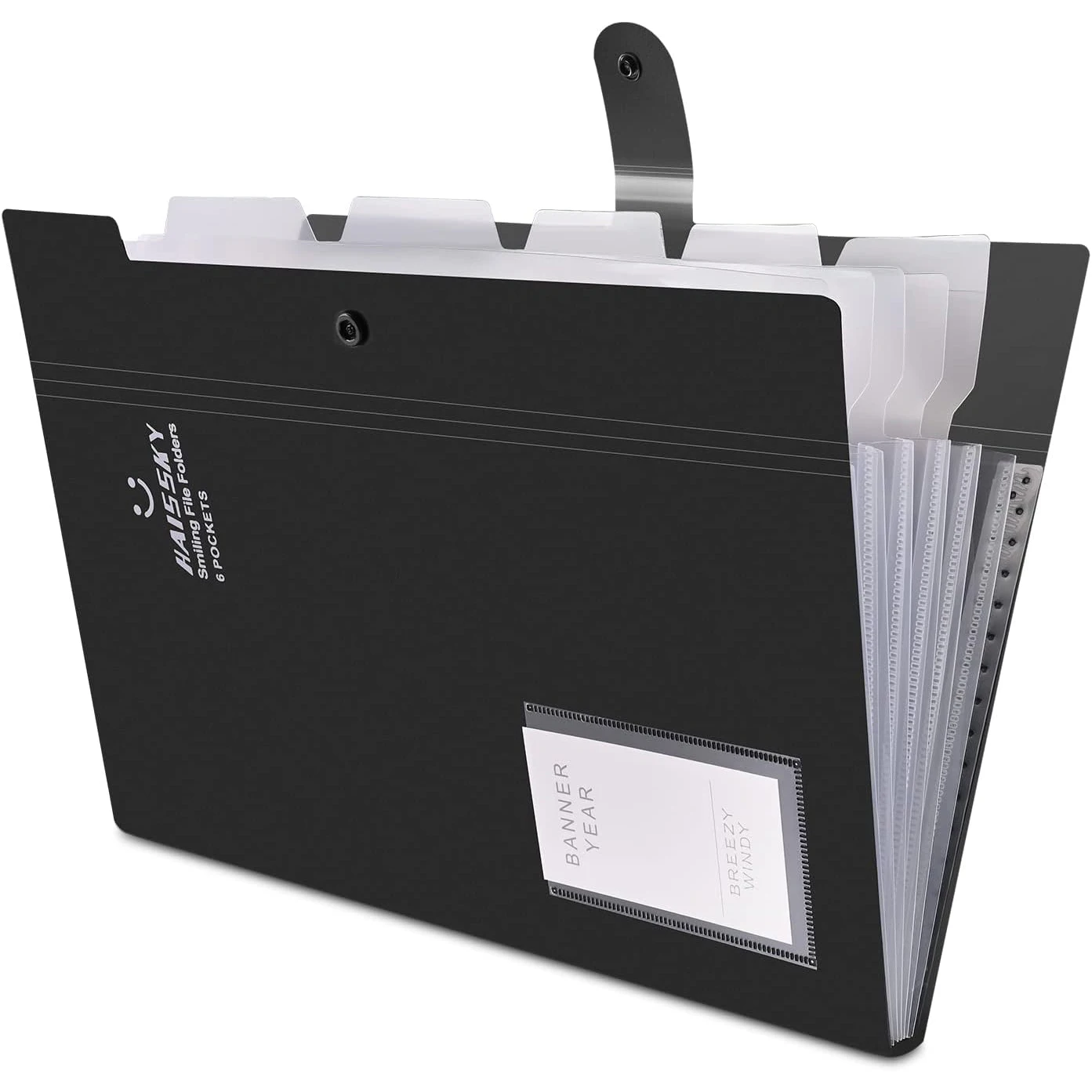 

HAISSKY Smiling Expanding File Folder With 6 Pockets Accordion A4 Letter Paper Document Organizer Folders For Home Office School