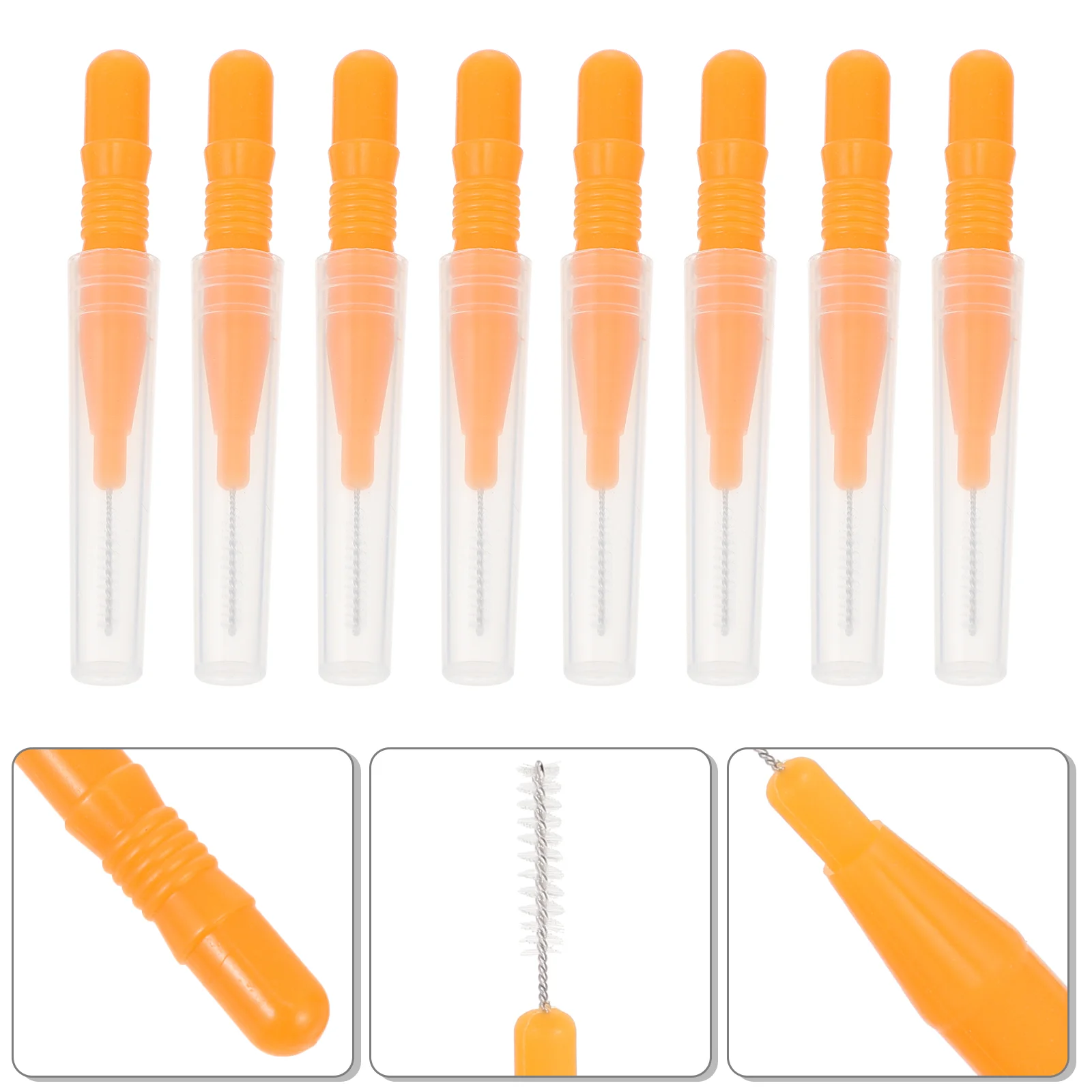 

20 Pcs Lavender Brooch Pin for Women Micro Eyebrow Brush with Cap Nylon Interdental Girls Makeup Small Mini Orange Travel