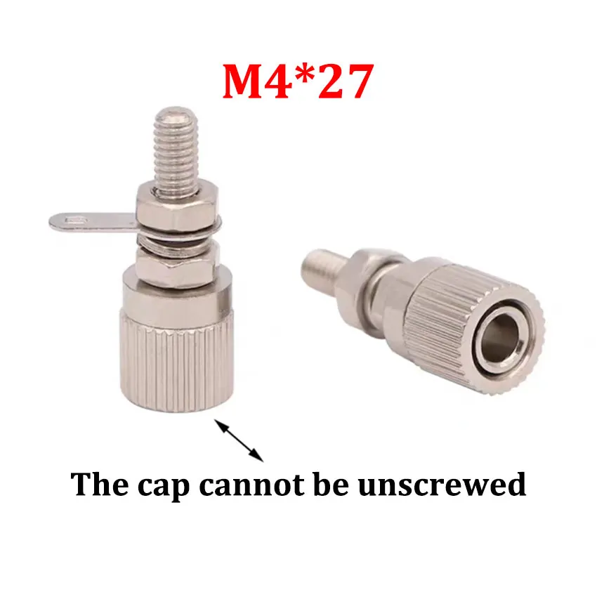 1Pcs 4mm Banana Female Socket Wiring Terminal Connector Copper Nickel Plated M4 Speaker Amplifier High Current Grounding Column