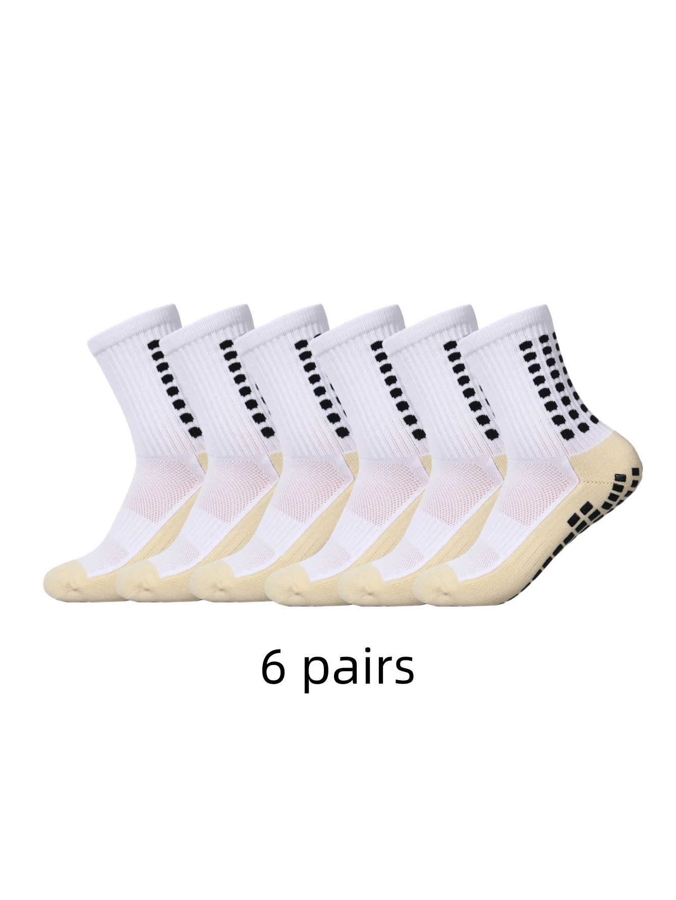 6 pairs of anti-skid classic sports socks with adhesive points, football socks