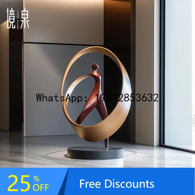 Abstract Dance Figure Large Art Installation Solid Wood Sculpture Floor Ornament