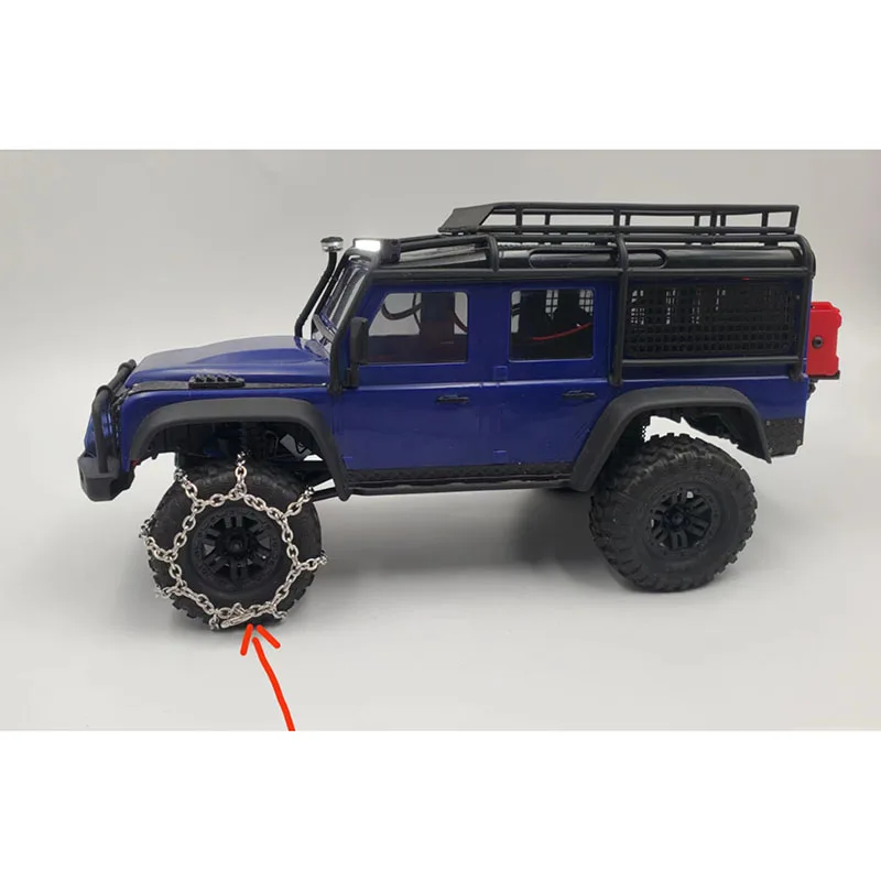 2pcs TRX4M Tire The Snow Snow Chains for 1/18 RC Crawler Car Traxxas TRX4-M Defender D110 Bronco Scx24 Fms Kyosho Upgrade Parts