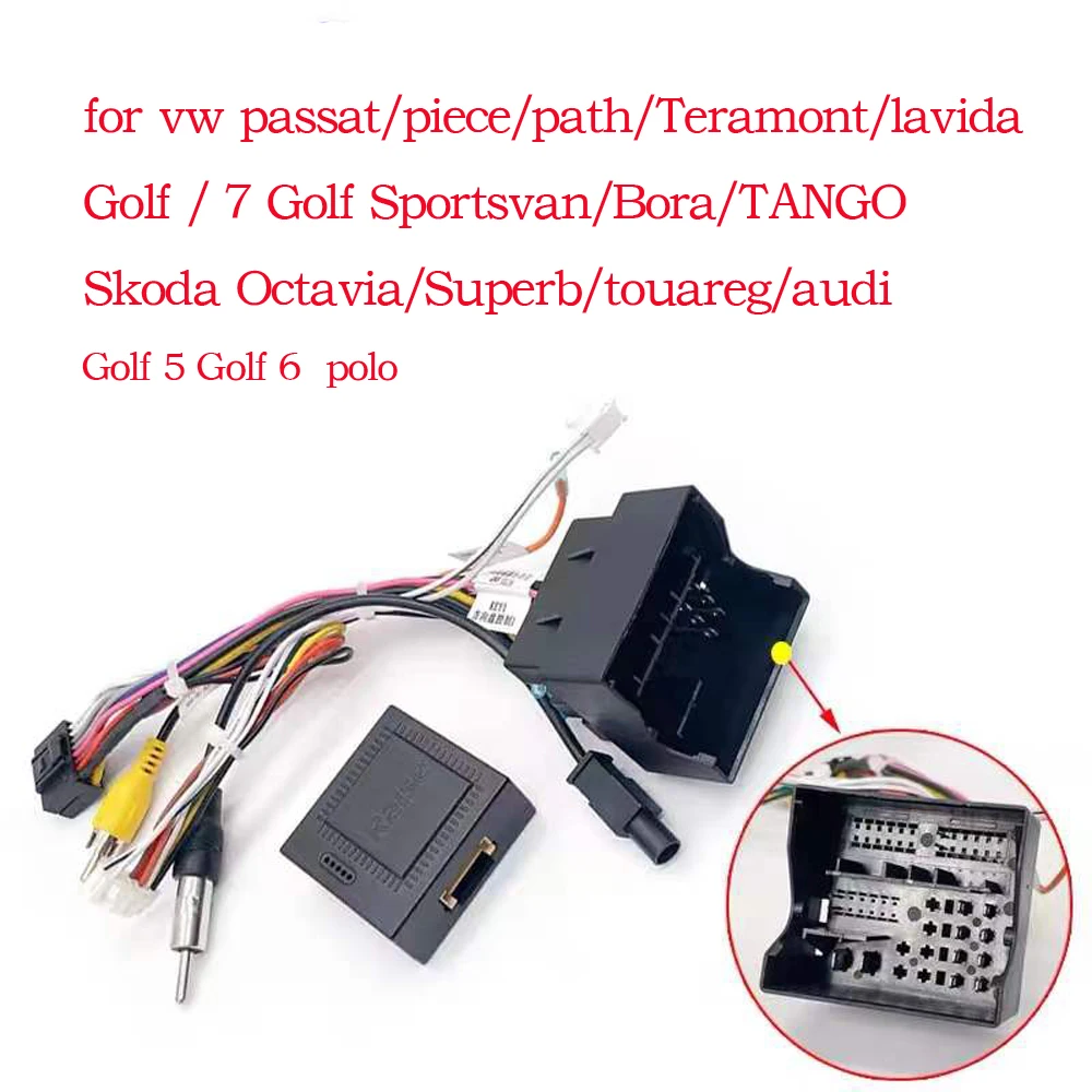 Car Radio 16 Pin Plug Wiring Harness Cable CAN Bus Decoder Adapter Connector For VW Golf Jetta Skoda Octavia Fabia Seat Leon Pol